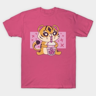 Cute - Kawaii Tiger - Boba T-Shirt
